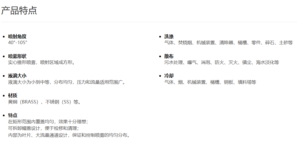 方型实心锥喷嘴